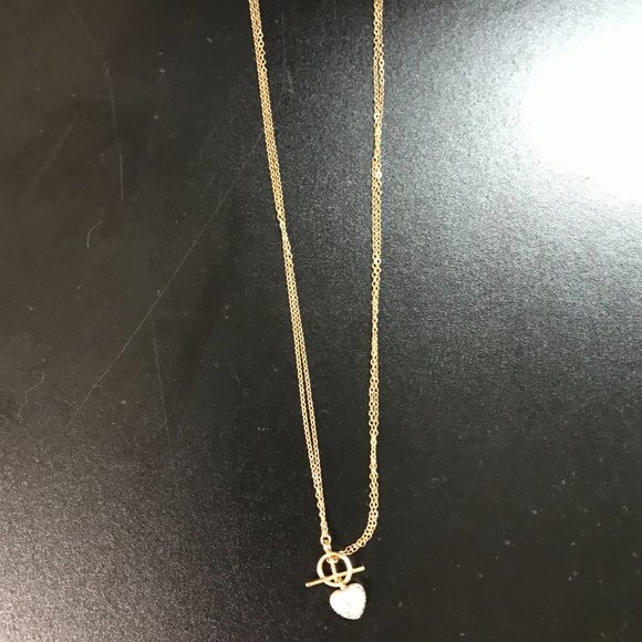 18" 14 Kt Gold Vermeil Cable Chain Toggle Necklace with Heart pendant - Picture 12 of 16